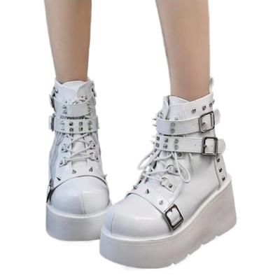 New Gothic Style Platform Vampire Cosplay Women Mid-calf Boots  Winter Wedges Comfy Women Motorcycle Boots Shoes