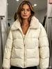 Cappotto invernale corto imbottito in cotone da donna, nuovo, ampio, stile 'pane', con ampio colletto in pelliccia, leggermente ispessito
