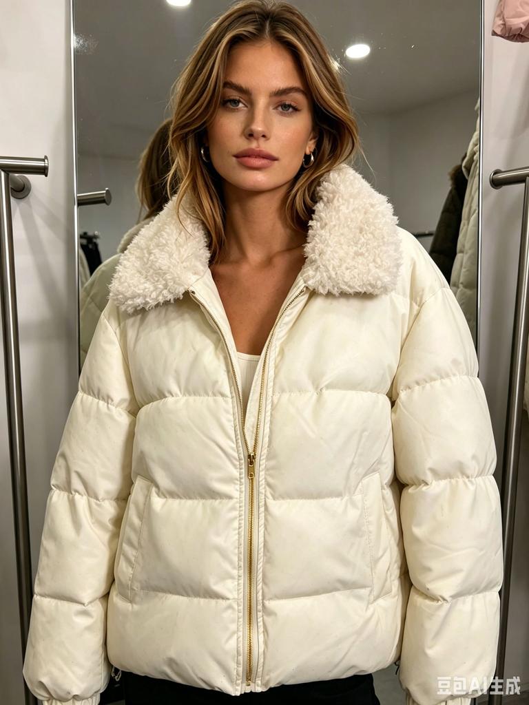 Cappotto invernale corto imbottito in cotone da donna, nuovo, ampio, stile 'pane', con ampio colletto in pelliccia, leggermente ispessito