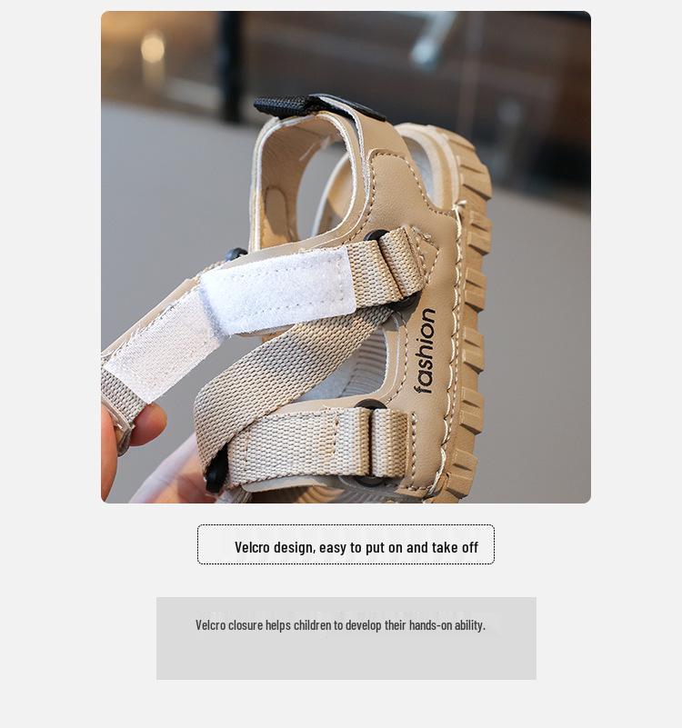 2025 Summer Kids' Closed-Toe Sport Sandals, Non-Slip Soft Sole, Korean Style Beach Shoes for Boys and Girls