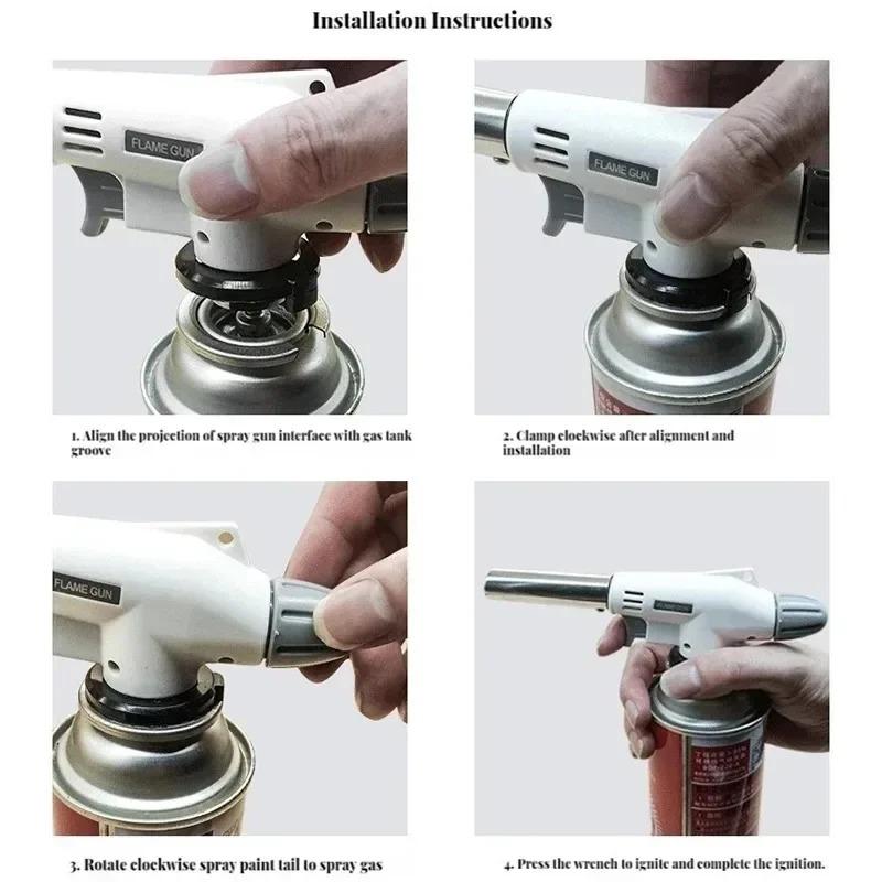 Auto-Ignition Butane Gas Torch - Adjustable Flame Welding & Cooking Gun for BBQ, Camping & Soldering, Portable Blow Torch with