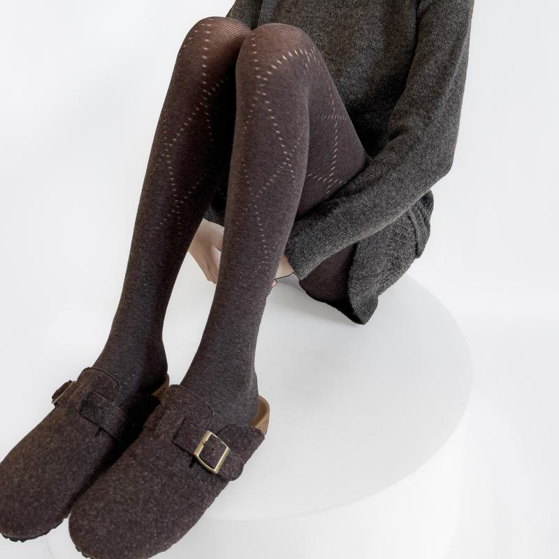 Women'S Tights Autumn And Winter Retro Rhombus Jacquard Elastic Cotton Pantyhose Women Lingerie Hosiery Body Stockings Pantyhose