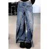 Damen Patchwork Jeans Baggy Vintage Y2k Denim Hose 90er Ästhetik 2000er Harajuku Oversize Weite Cowboyhose Trashy Kleidung