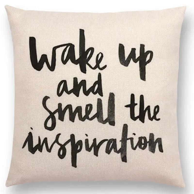 Newest Black Letter Brave Confidence Hope Forceful Warm Words Cushion Cover Christmas Gifts Sofa Throw Pillow