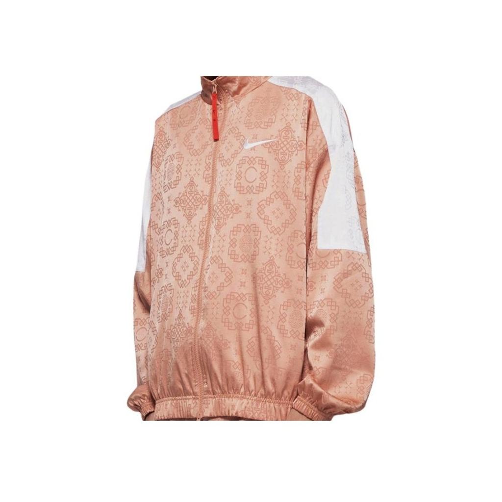 Nike X CLOT Rose Gold Silk Pattern Track Jacket With Stand Collar Men Outerwear CT4083-605