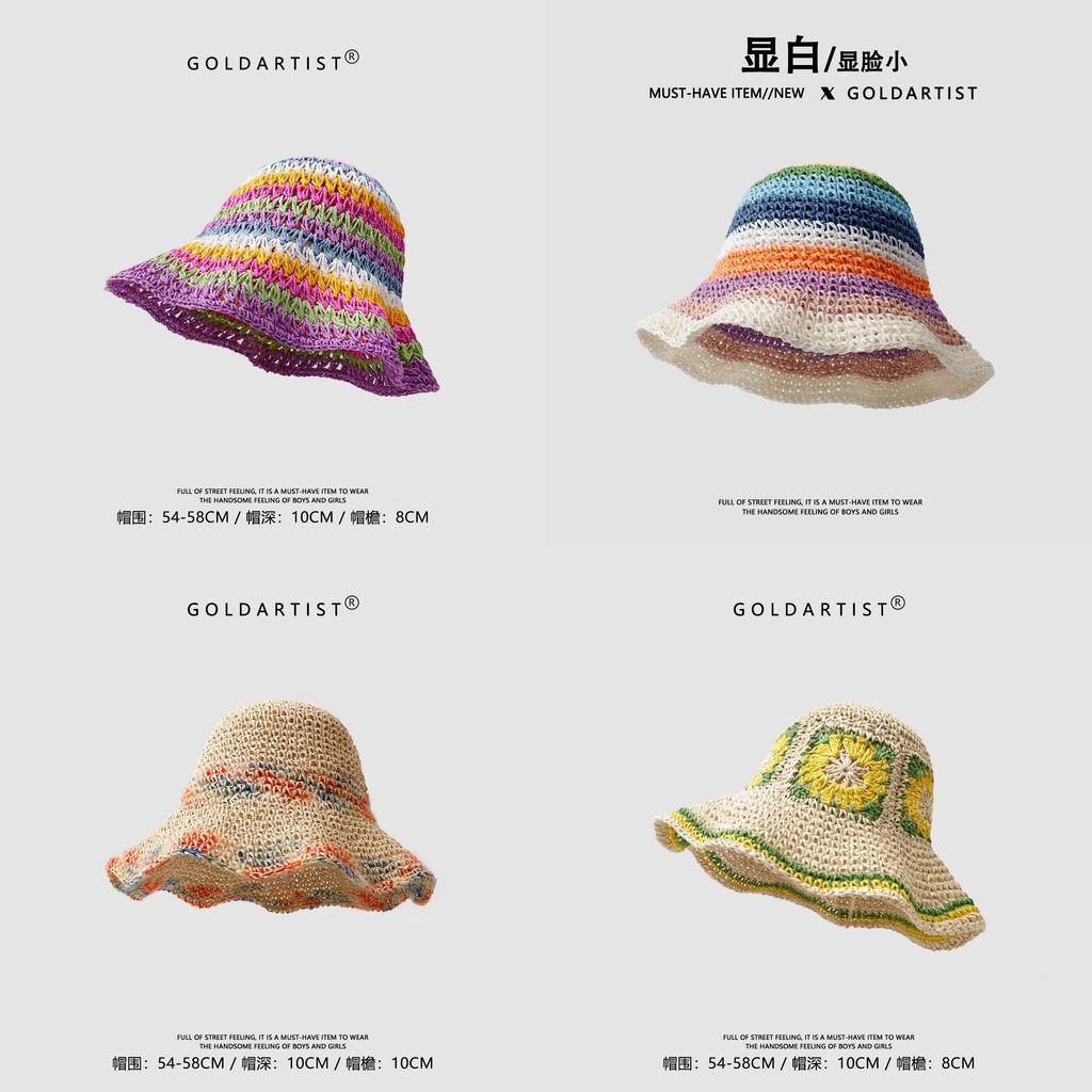 Goldartist Foldable Straw Hat With Wide Brim For Beaching And Sun Protection