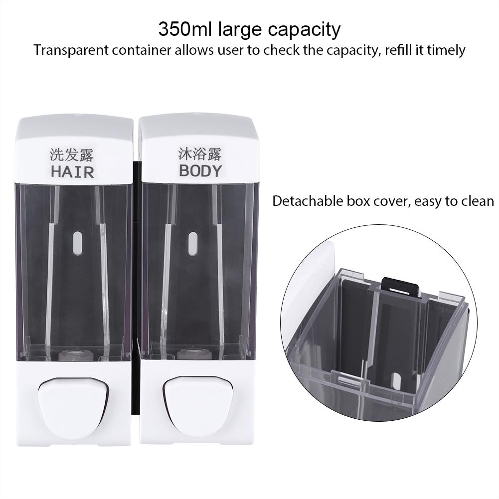 2x350ml Bathroom Wall Mounted Soap Shampoo Box Sanitizer Dispenser Lotion Liquid Pump