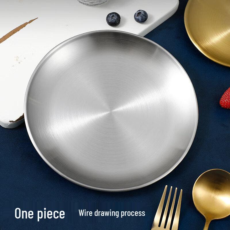Round Stainless Steel 3-Compartment Dining Plate