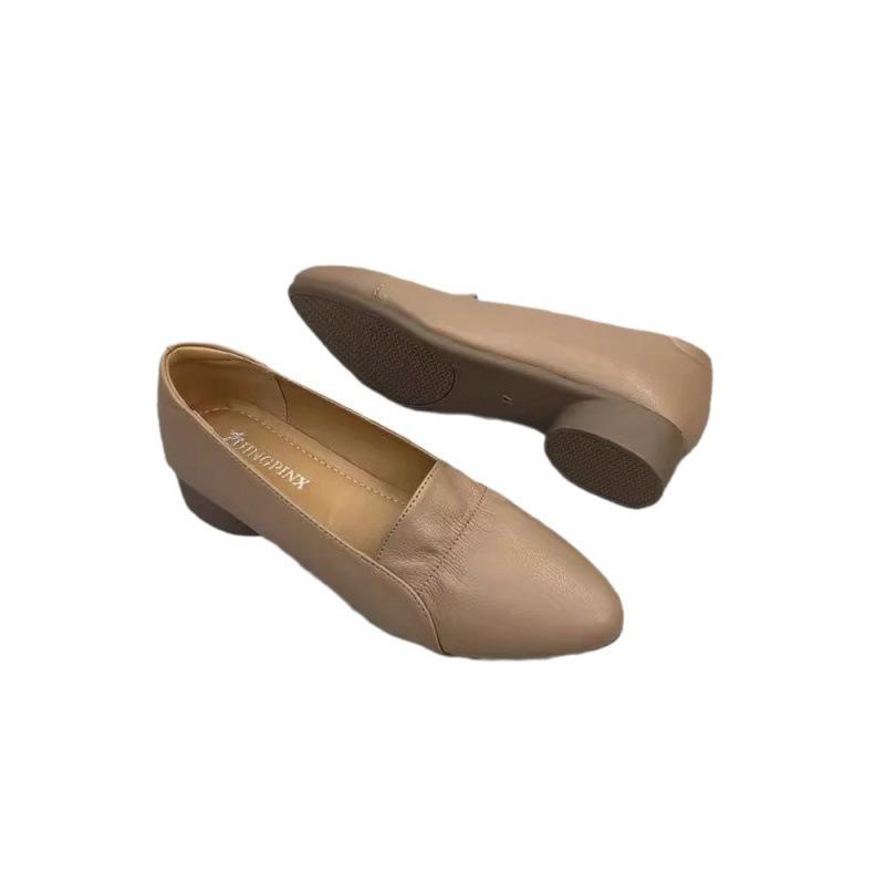 Soft sole soft surface single shoes autumn low heel soft leather casual evening breeze gentle fashion casual shoes