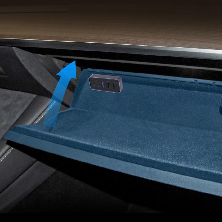 Multi Port Adapter for Electric Vehicle Glove Box Providing 4 in 1 Connectivity USB and Type C Ports Enhanced Experience