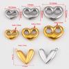 5pcs Stainless Steel Double Hole Love Heart Charms Gold Plated Hearts Pendant for DIY Jewelry Findings Necklace Earring Supplies
