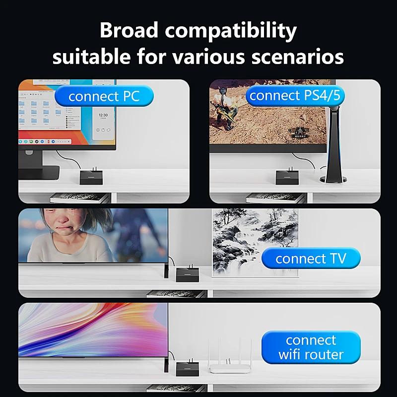 2.5/3.5 Inch HDD/SSD Enclosure USB3.0 HUB Support 20TB USB Ports External Hard Drive Box for 3.5 2.5 Inch SATA SSD HDD Case