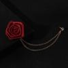Brooch, Stylish Fabric, Handmade Red Rose Fringed Chain Corsage
