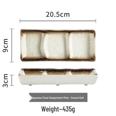 Abay Three-Compartment Ceramic Sushi Plate