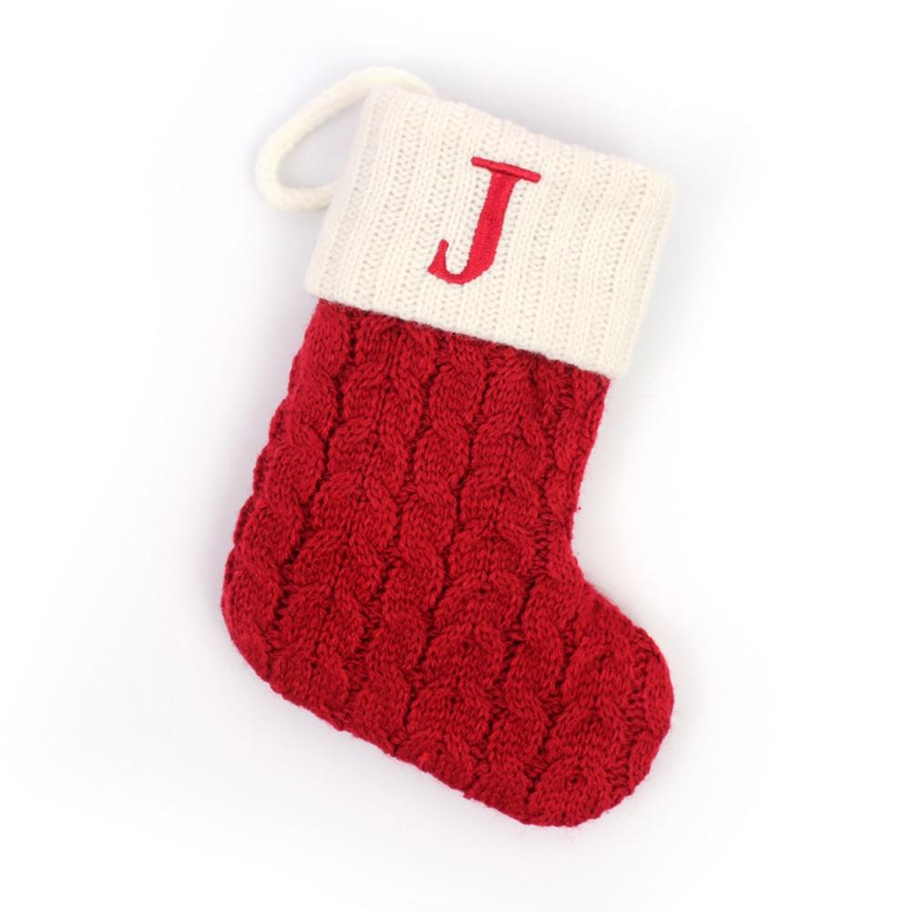 Red Christmas Socks Snowflake Alphabet/Letters Christmas Knitting Stocking Gifts