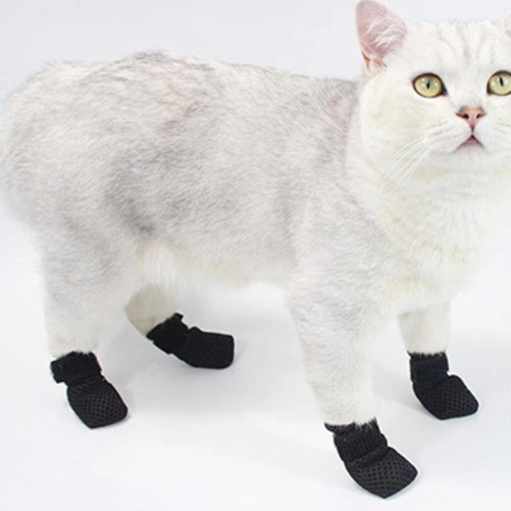 4Pcs/set Non-Slip Pet Claw Cap Breathable Mesh Pet Feet Cover New Cat Socks