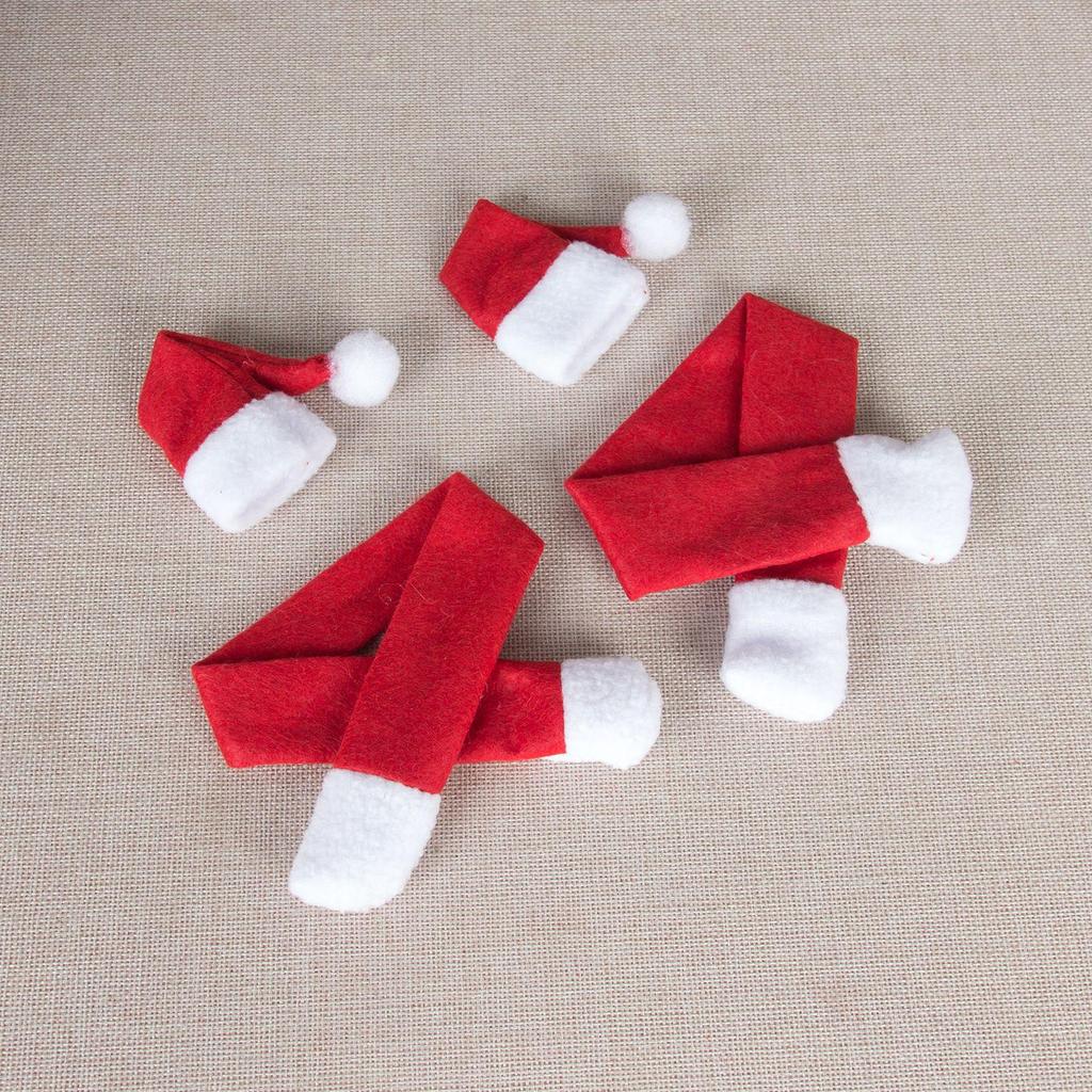 Festive Non-Woven Scarf & Hat Wine Bottle Covers for Christmas