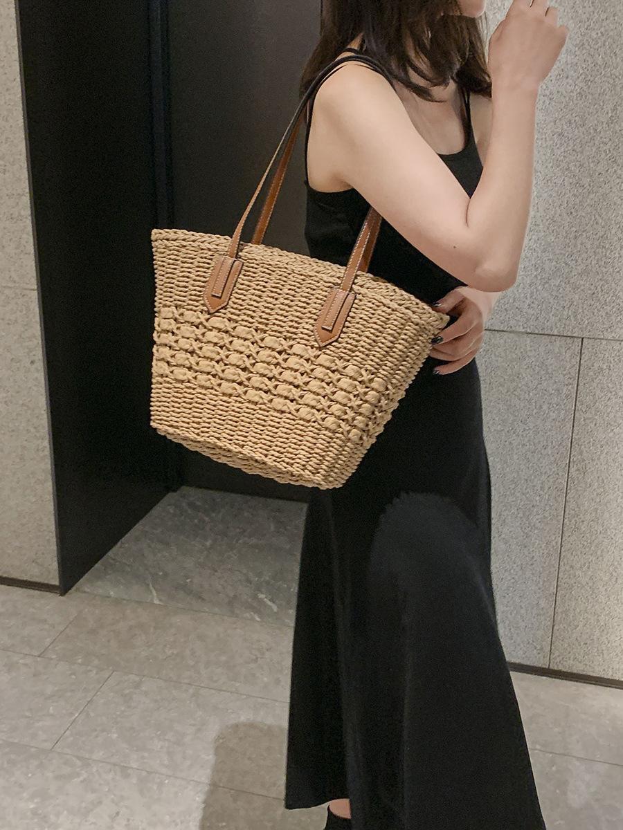 

Летний новый тренд универсальная пляжная соломенная сумка через плечо портативная корзина для овощей женская сумка хаки
