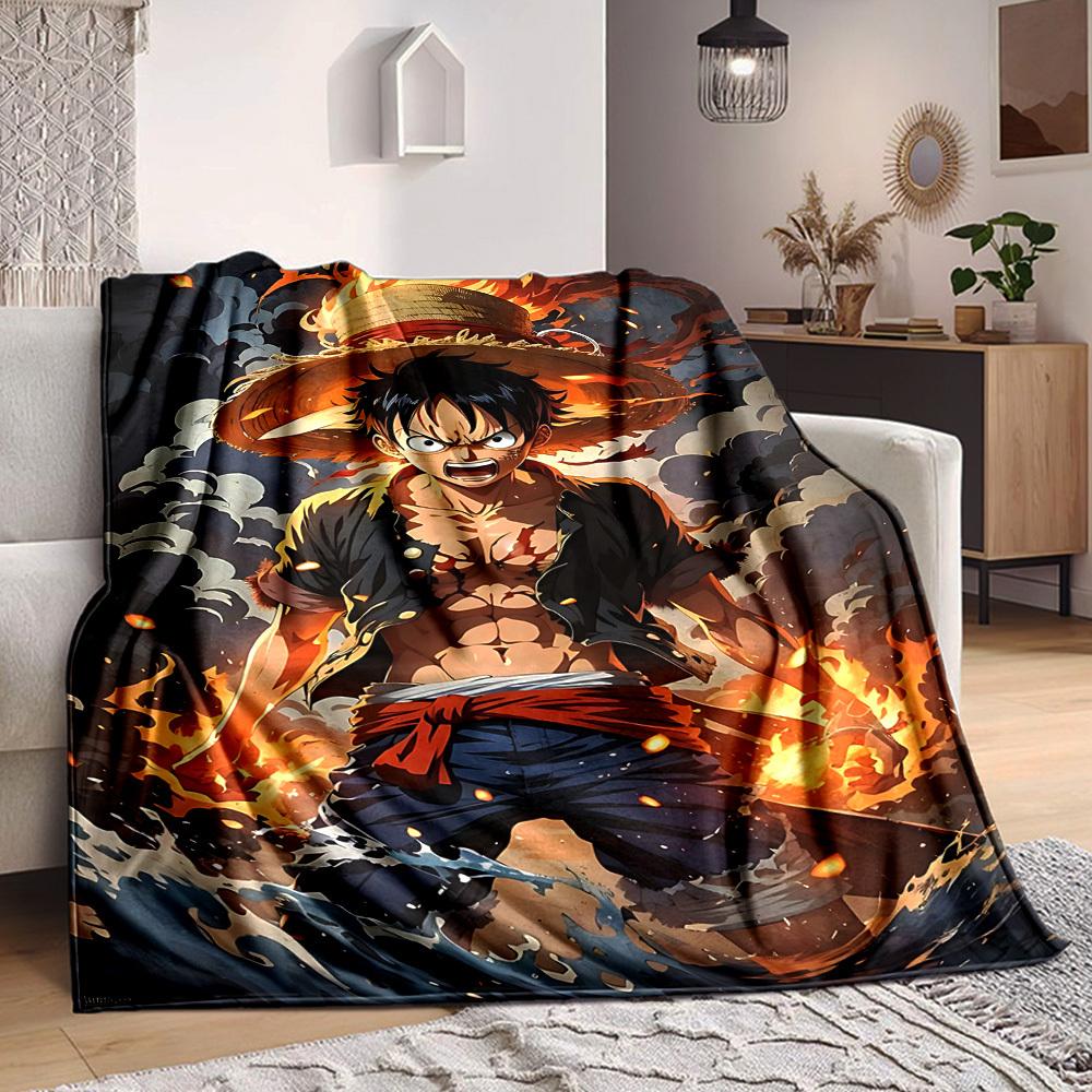 1pc ONE PIECE Monkey D. Luffy Flannel Blanket, Soft Skin-Friendly with Digital Printing, Various Sizes Available