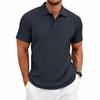 Men's Textured Vertical Stripe Polo Shirt - Summer Short Sleeve Lapel Tee, Breathable & Casual