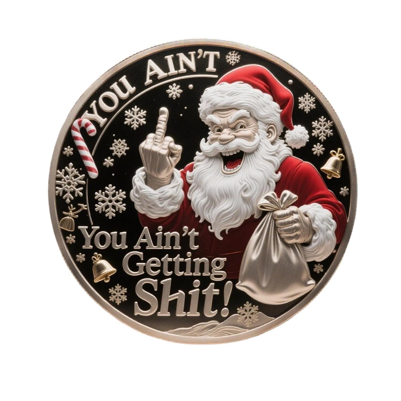 

Ты не получишь монету, Забавная монета со средним пальцем, Рождественская памятная металлическая жетон-вызов, Уникальное украшение One Size