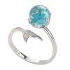 Open Ring Silver Plated Blue Crystal Mermaid Tail Adjustable Stylish Jewelry for Women