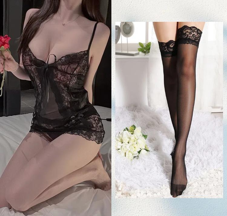 Sex Lingerie Purple Suspender Pajamas Women's Suit Sexy Transparent Lace Uniform Seduction Cosplay See-through Outfit