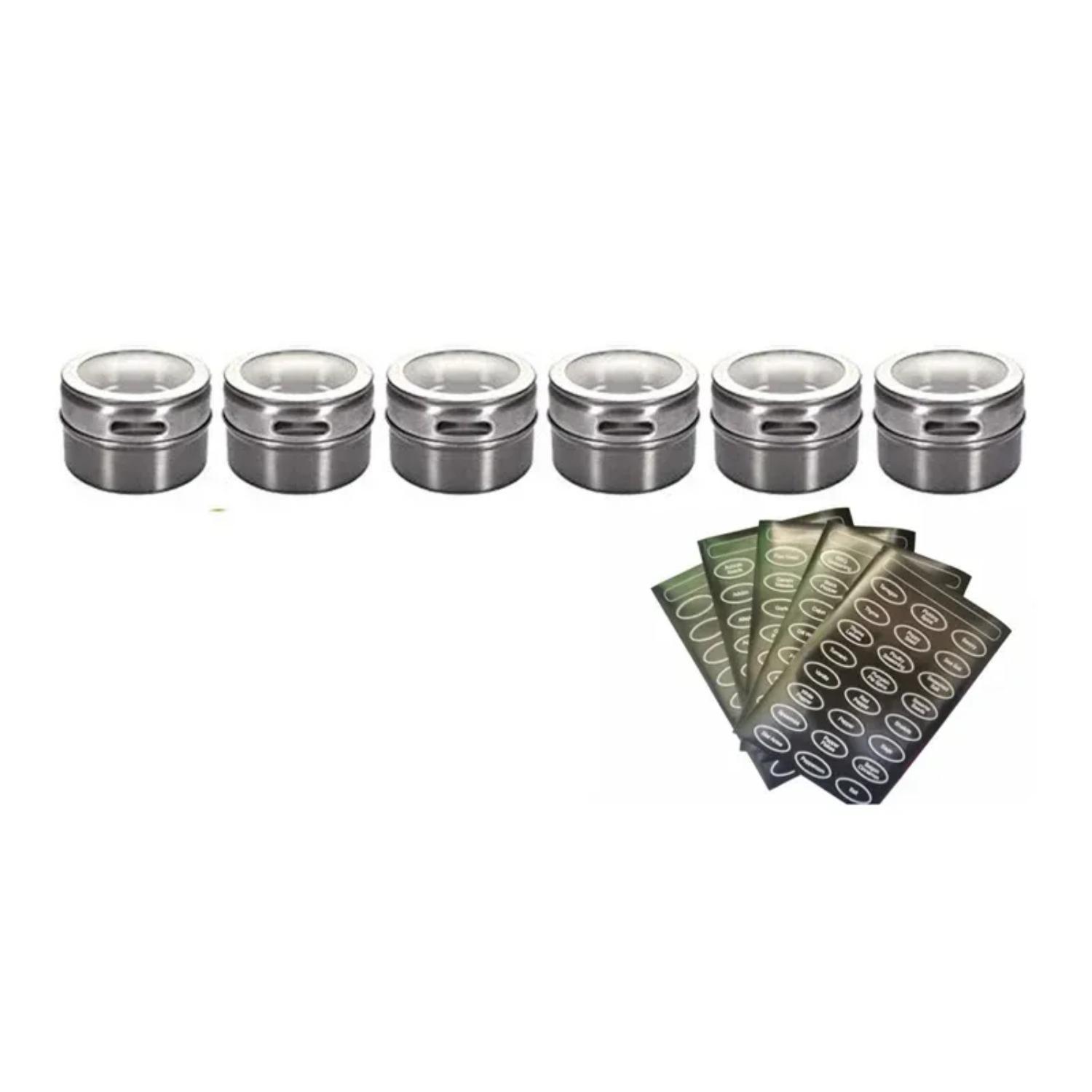 

Набор магнитных контейнеров для специй с этикетками, наклейками, ручкой, бутылками для приправ, емкостью для перца, сувениром от Elefants, диспенсером для приправ 6pcs