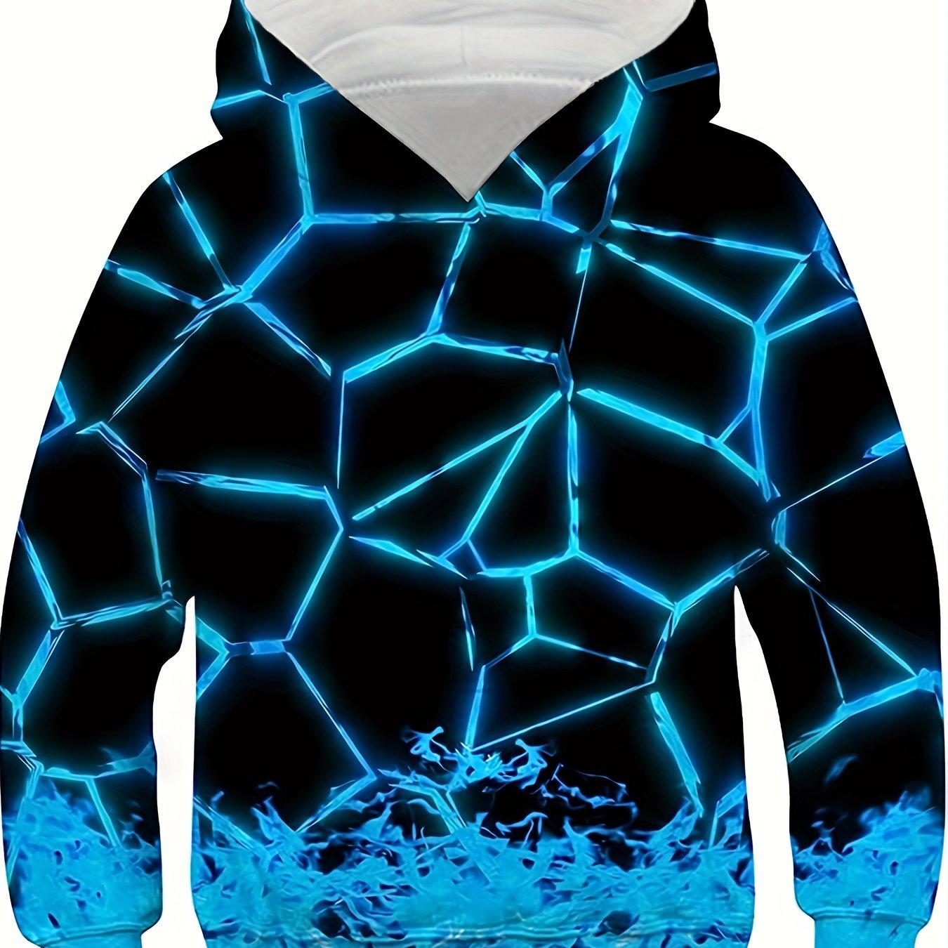 

Повседневный свитер с длинным рукавом и принтом Flame Crack 3D для мальчиков, толстовка для мальчиков на весну и осень, детские толстовки с капюшоном для активного отдыха 160