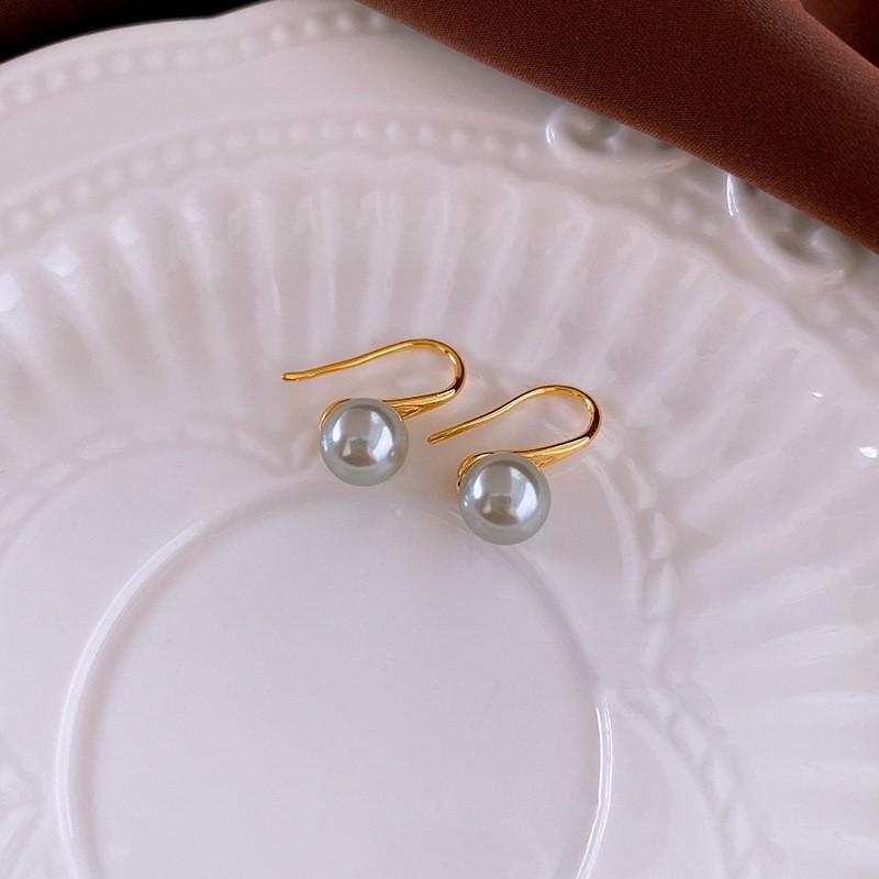 Silver Needle Diamond Pearl C-Shaped Earrings French Retro Premium Temperament Earrings Personality Light Luxury Earrings Women