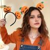 Versatile Costume Hair Pieces Halloween Plush Pumpkin Headband, Fuzzy Orange Ghost Face Holiday Headwear for Kids Adults Accessories Women Cosplay