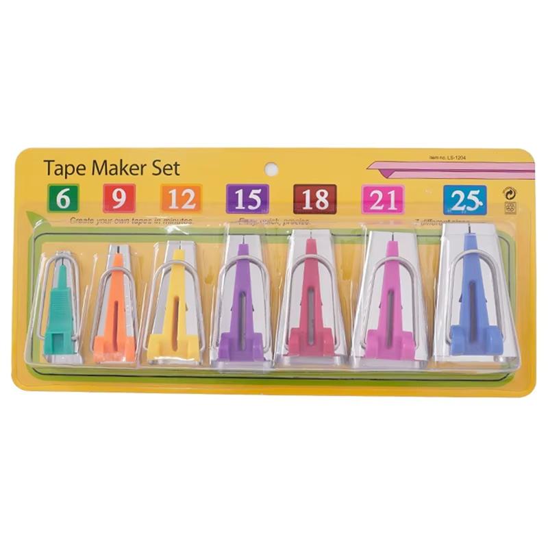 

M-Modern-Set Of 7 Size Fabric Bias Tape Makers Set 6-25MM Binding Tool Sewing Quilting Supplies DIY Crafts Patchwork Tape Makers
