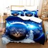Animal Cat Duvet Cover King Queen Black White Funny Cute Pet Kitty Bedding Set For Kids Teens Adult Fashion Soft Comforter Cover