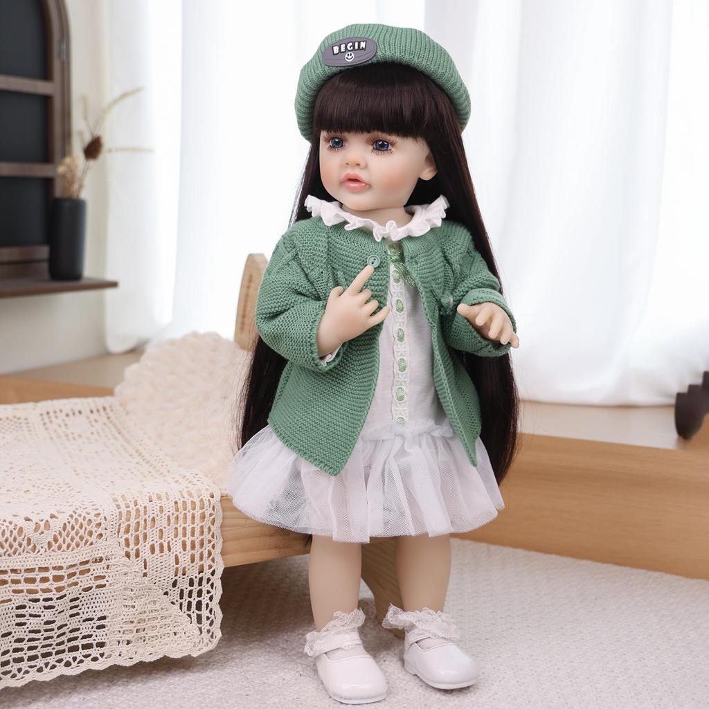 55cm Cute Reborn Girl Doll Full Silicone Vinyl Realistic Newborn Babies Dolls Kids Christmas Halloween Decoration Gifts