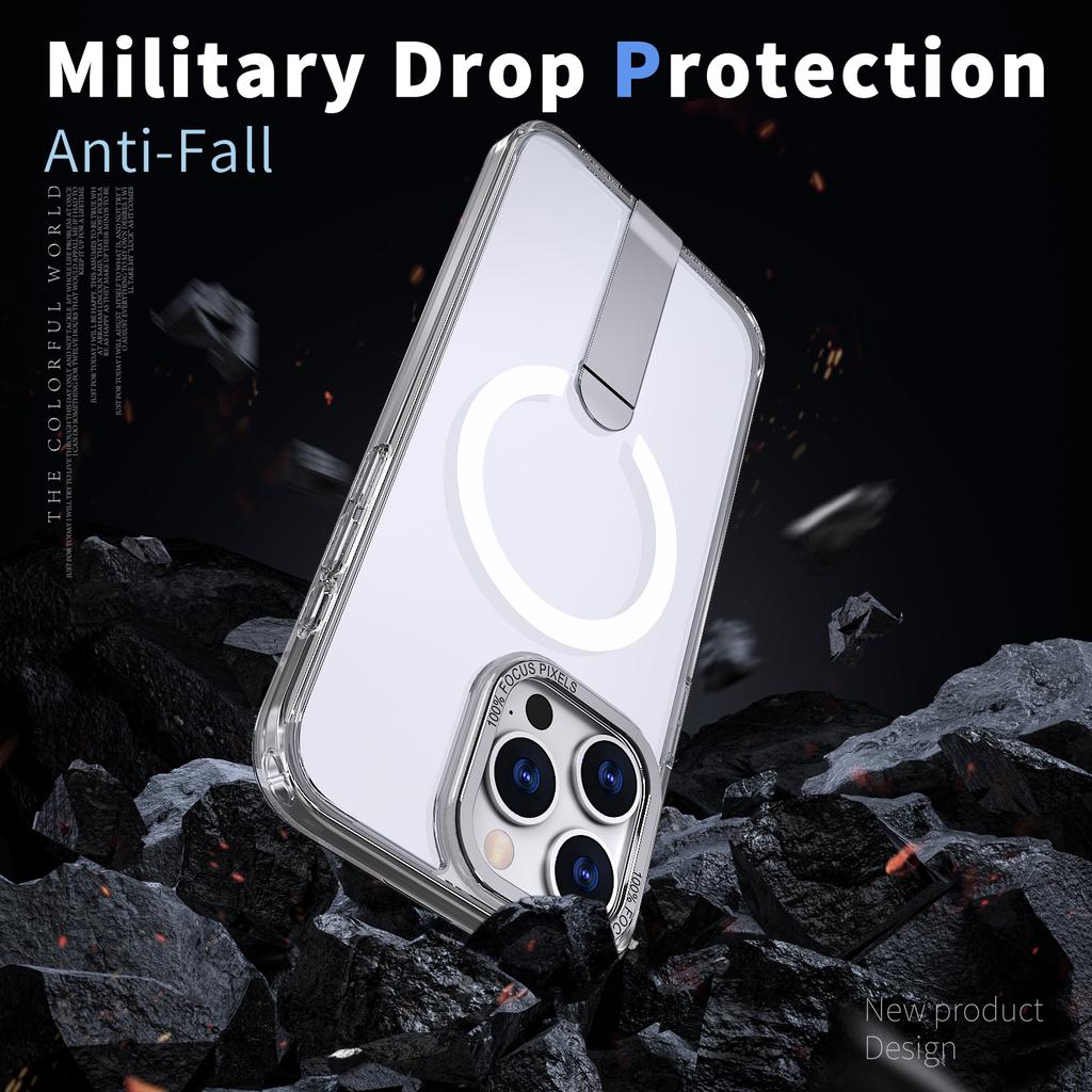 For iPhone 15 Pro Case Compatible with MagSafe Kickstand TPU + Acrylic Phone Cover
