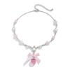 Fashionable Sweet Styles Strawberry Pendant Necklace with Bowknot Charm Accessory for Women Party Supplies Ornament