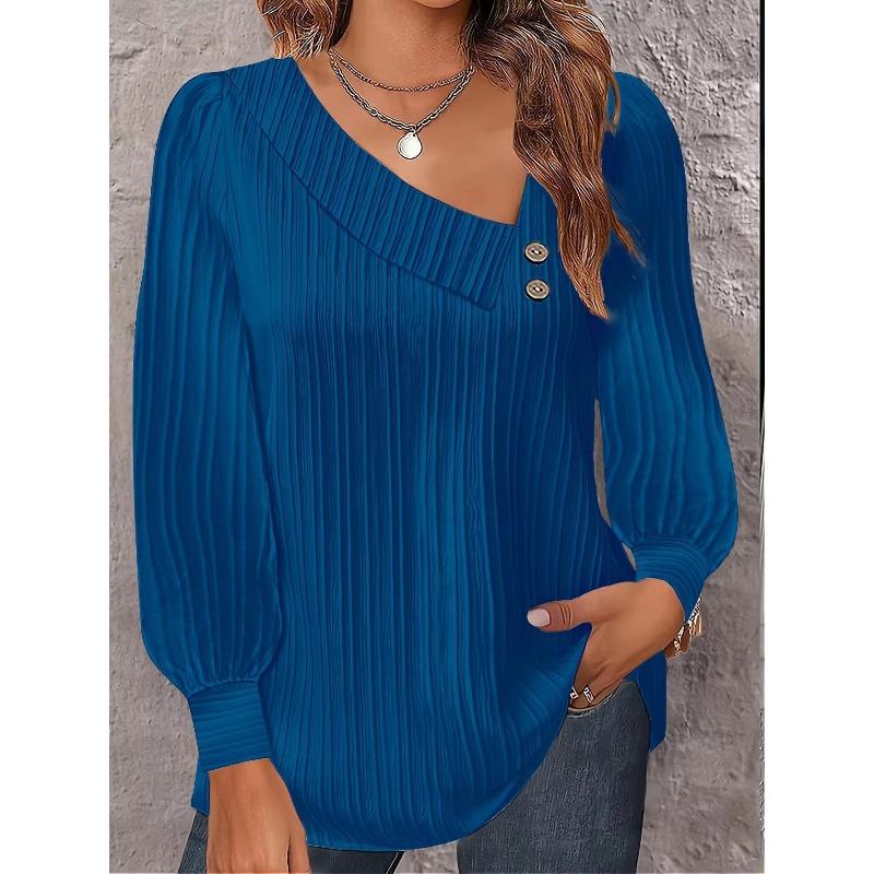IHUASU Moda Donna Casual Tinta Unita Stampa Manica Lunga Bluse e Camicie