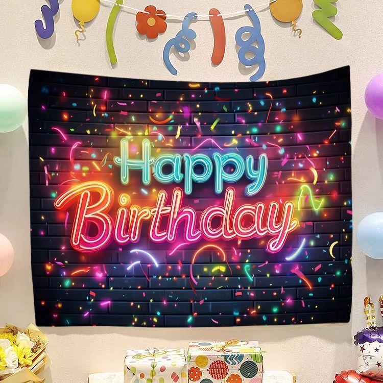 Birthday Happy Banner  Photography Background Cloth  Children's Party Decorative Wall Hanging Cloth