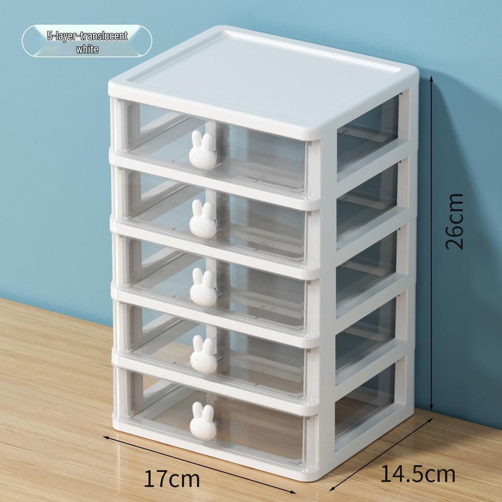 Cartoon Rabbit Transparent Mini Desk Storage Box with Drawers