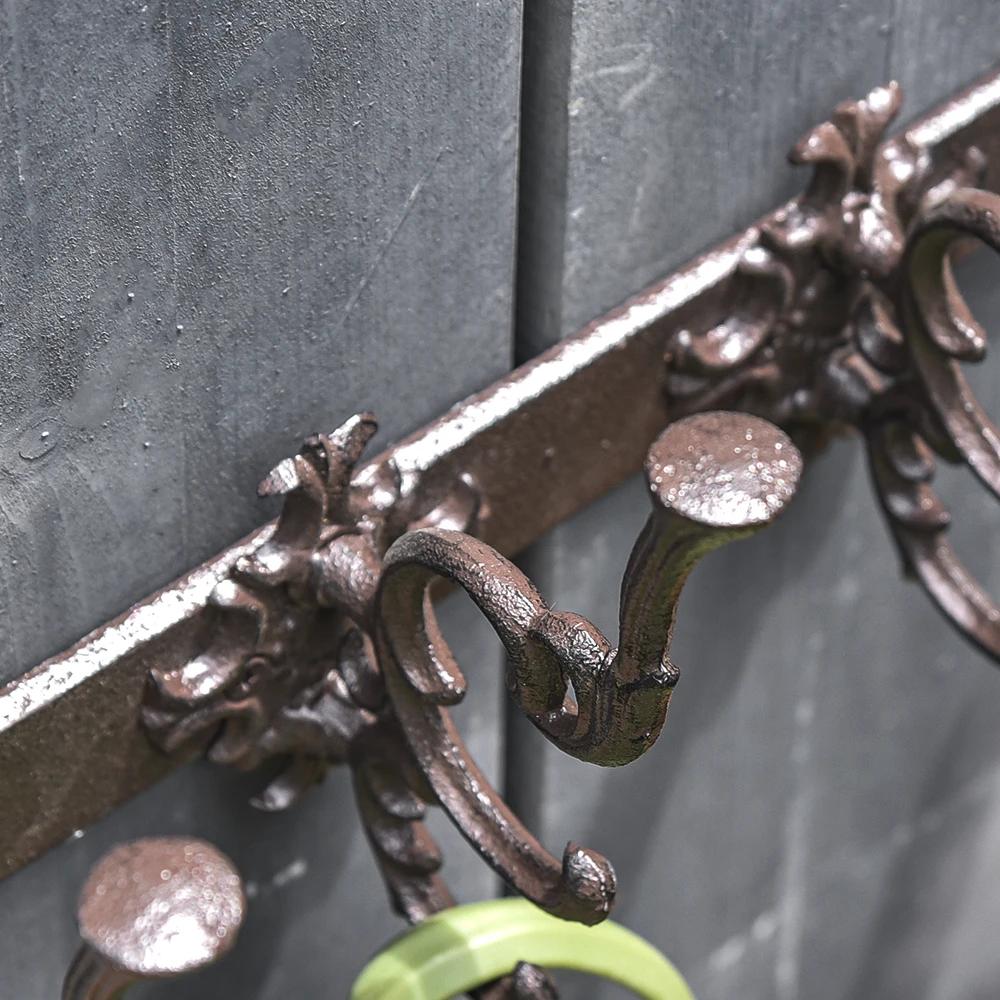 European Retro Style Cast Iron Clothing Hook Courtyard Entrance Coat Umbrella Metal Storage Rack Wall Mounted Wall Decoration