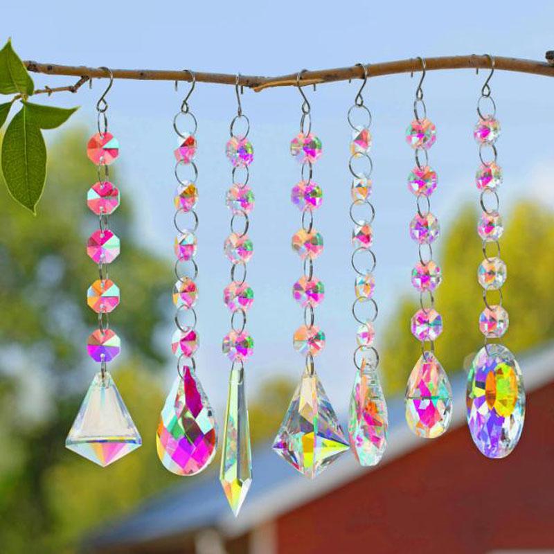 7pcs Sun Catcher Set for Indoor Windows, Featuring Crystal Beads and Rainbow Prism Balls, Perfect for Hanging Decorations In Offices Homes and Gardens