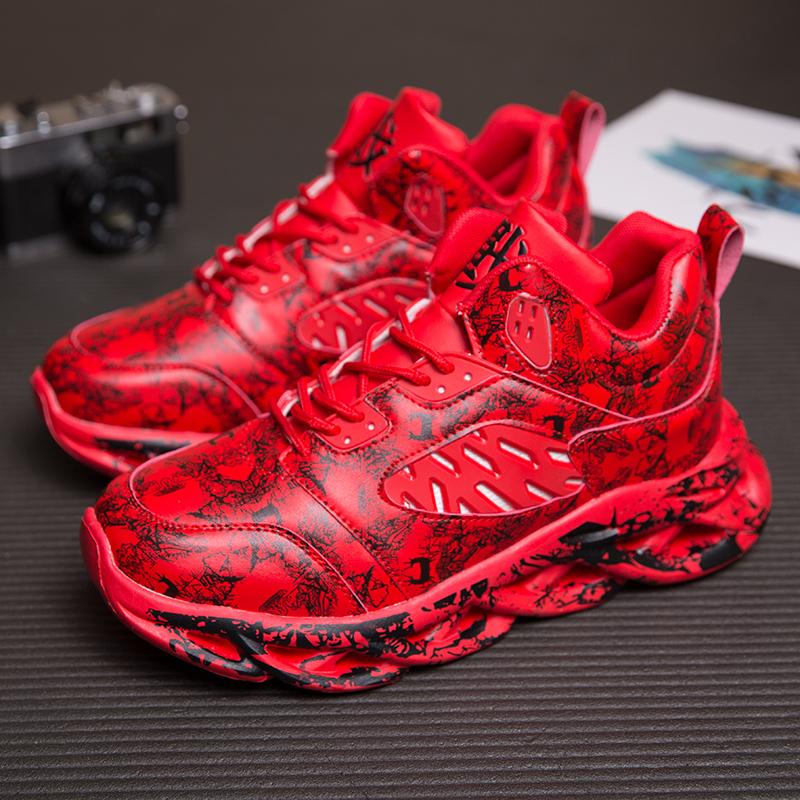 Fashion Graffiti Shoes Mens Outdoor Shoes Sports Running Shoes PU Leather