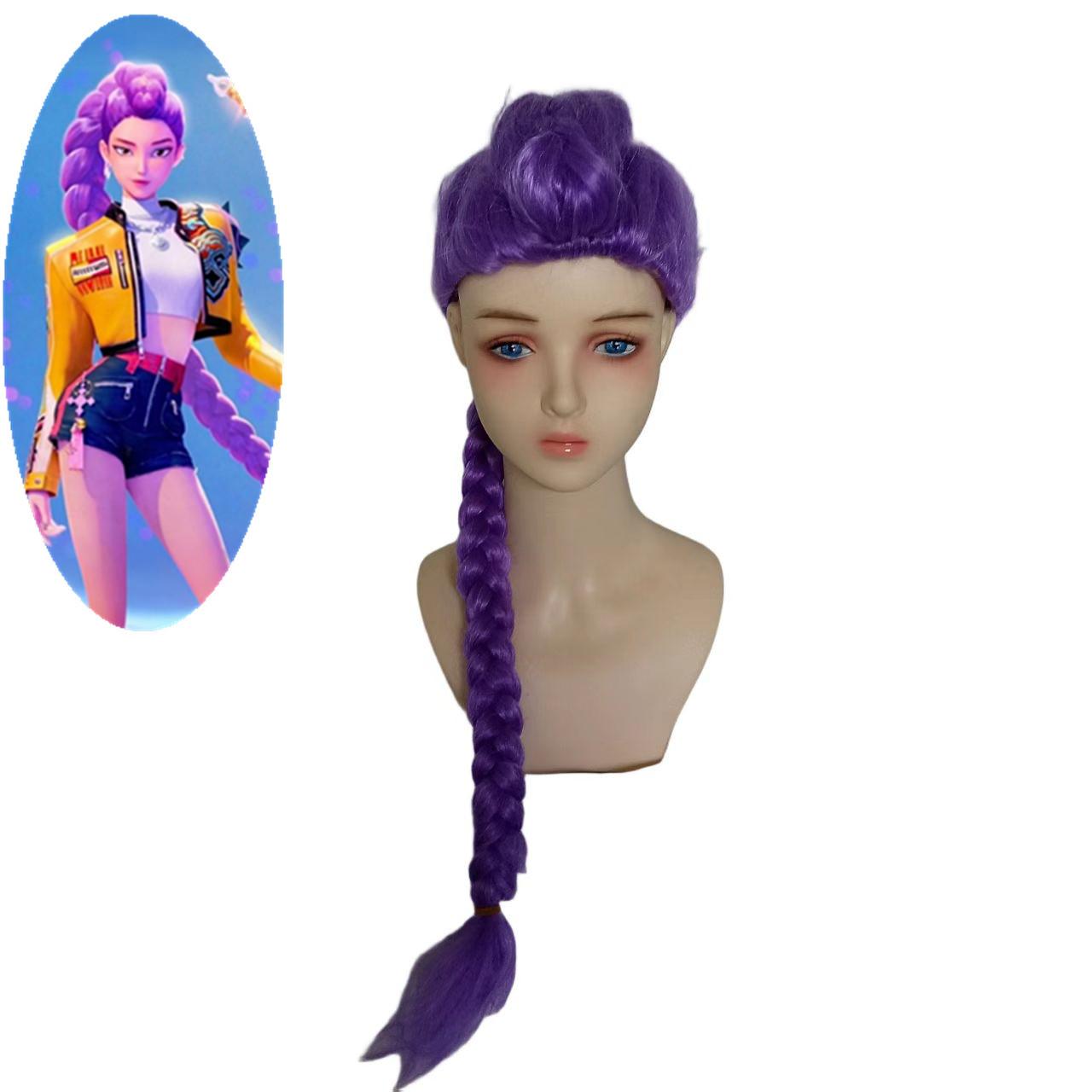 

Дівоча група Міра Косплей Перука Рожево-червоне Довге Пряме Волосся Чорна Коса Люмі Фіолетова Коса темно-фіолетовий колір