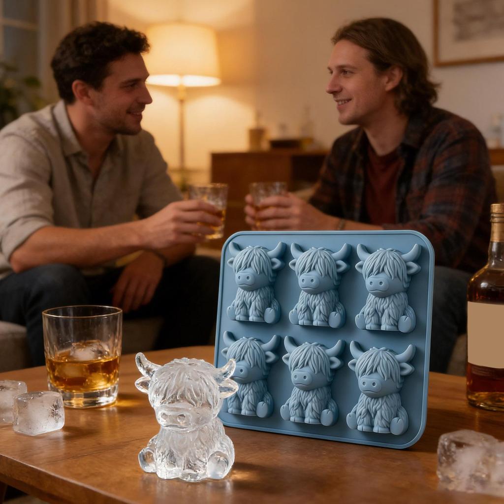 Mini Whiskey Ice Mold 6 Cavity Cute Cow Shaped Chilling Cube Making Tool 3D Ice Molds for Whiskey Cocktails Friends Gifts