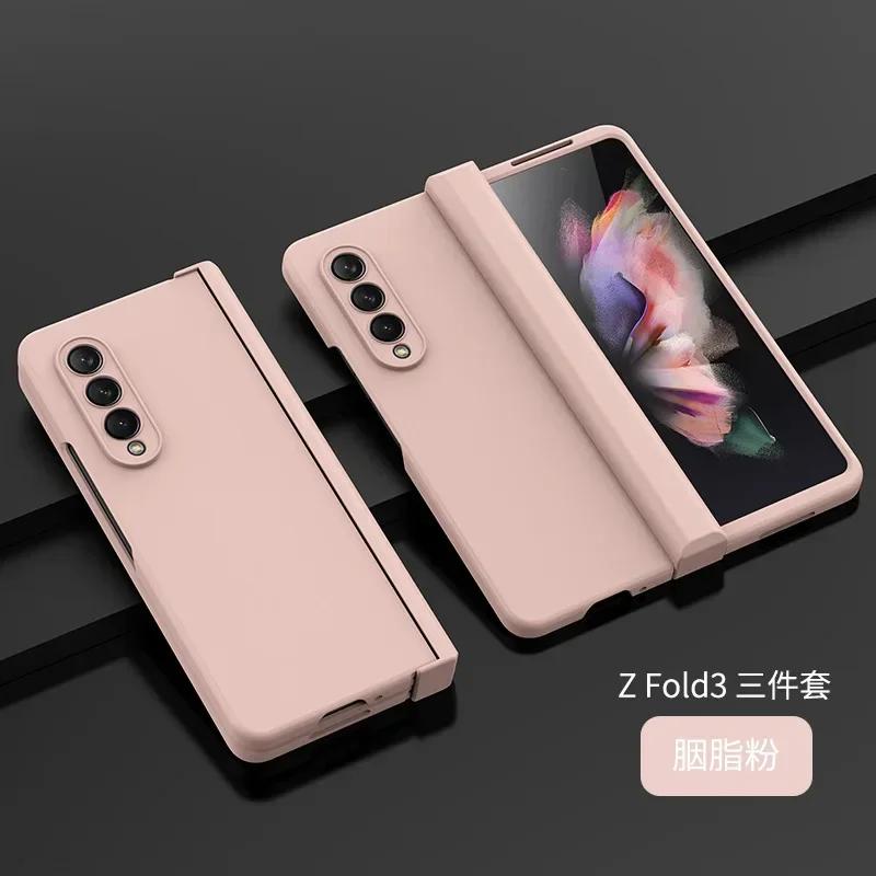 

Розкішний Ультратонкий Чохол для Телефону Цукеркового Кольору для Samsung Galaxy Z Fold 7 6 5 4 3 5G Шарнір Пластиковий Ударостійкий Захист Задня Кришка Galaxy Z Fold3 5G рожевий