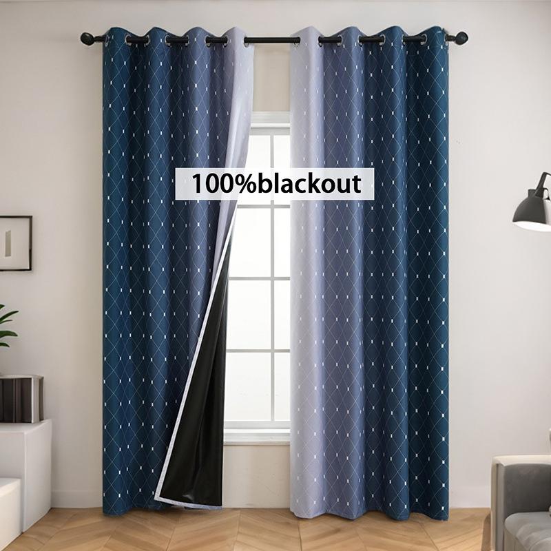 Full Blackout Curtain Finished Product Sunscreen Heat Insulation Balcony Bedroom Living Room Gradual Change No Punching Opaque