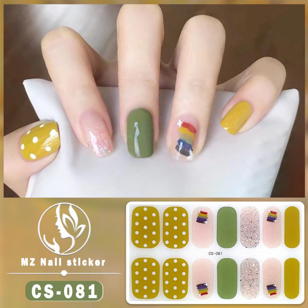 New type of bake-free gel nail polish film, full sticker, plaid spring and summer flower nail art film, nail film, waterproof paper patch