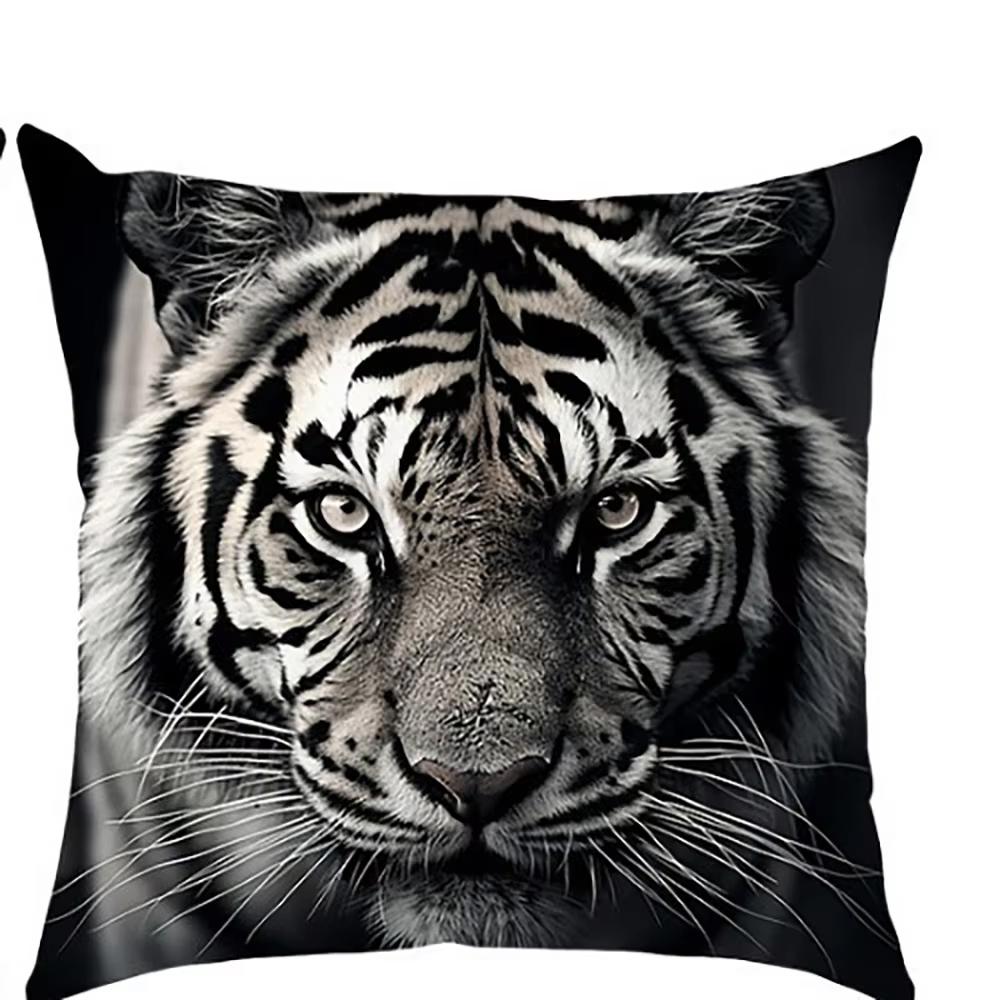Lion Tiger Black Panther Wolf Printed Pillow Cover Sofa Home Room Decor