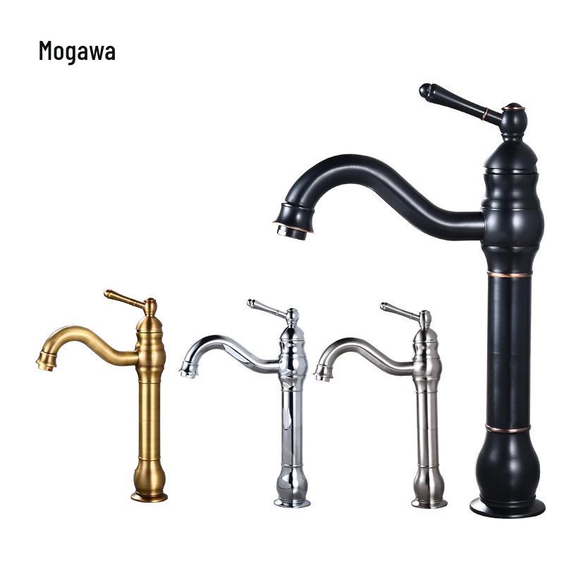 Antique American Brass Kitchen Faucet with Dual Temperature Control In Matte Black Finish