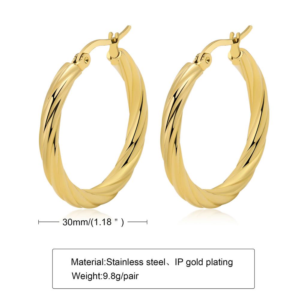 Stainless Steel Earrings, Twist Earrings, Gold C-shaped Earrings, Simple and Fashionable Women's Jewelry